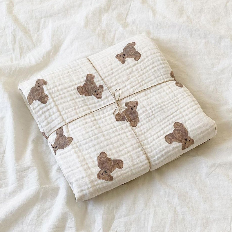 Bear Print Baby Blankets Newbo - đánh giá và giá Muslin Swaddle Wrap