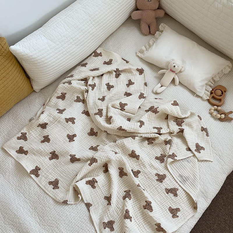 Bear Print Baby Blankets Newbo - đánh giá và giá Muslin Swaddle Wrap