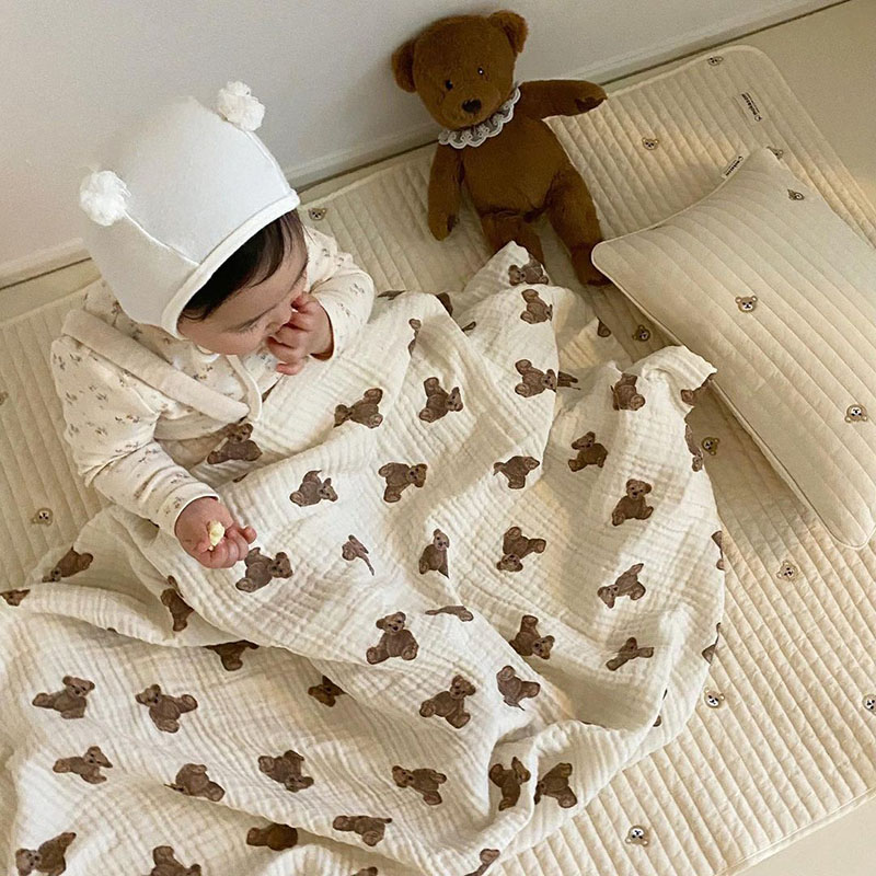 Bear Print Baby Blankets Newbo - đánh giá và giá Muslin Swaddle Wrap