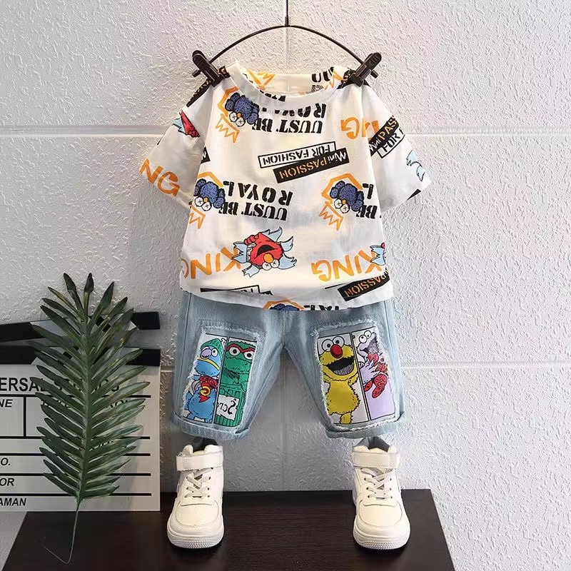 Cute Cartoon Print Short Sleev - đánh giá và giá Baby Clothing Drawing