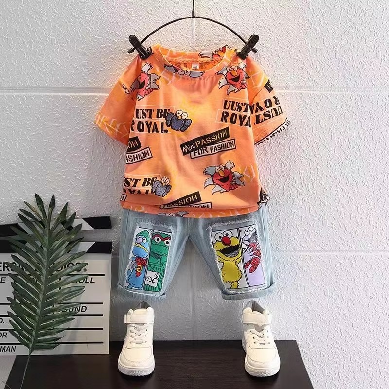 Cute Cartoon Print Short Sleev - đánh giá và giá Baby Clothing Drawing