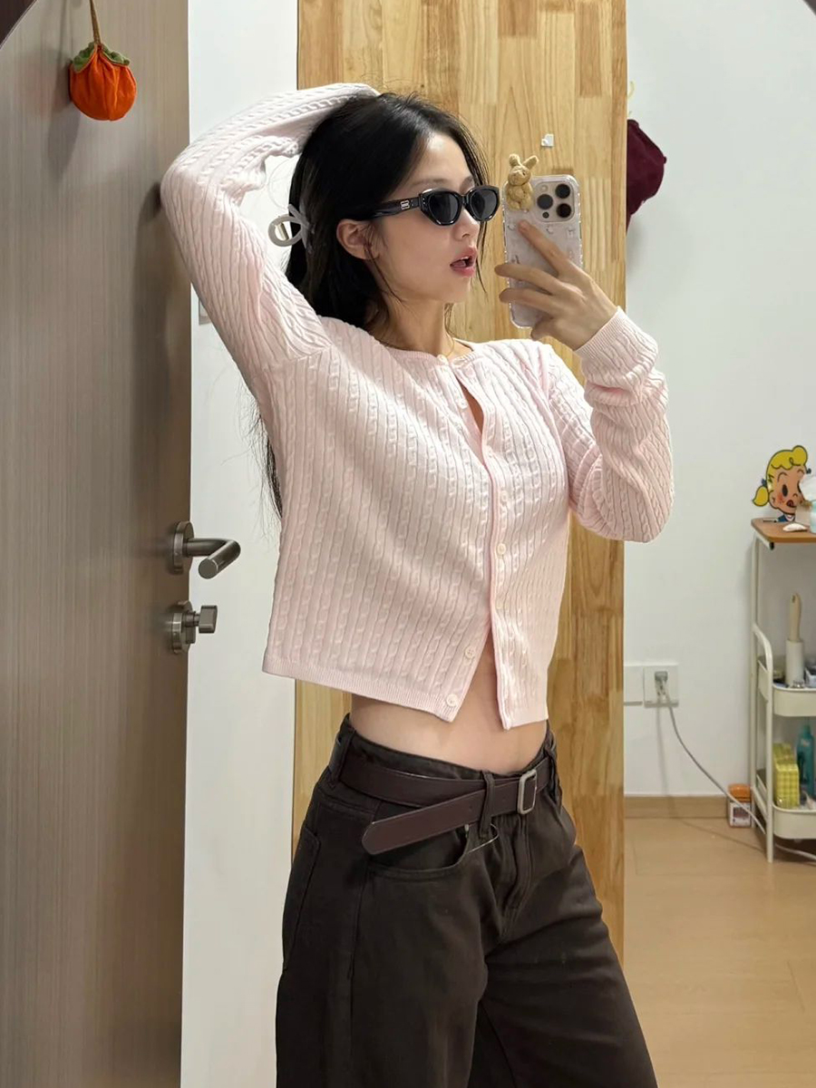 Twist Flower Baby Pink Sweater - đánh giá và giá Knit Cardigan Infant